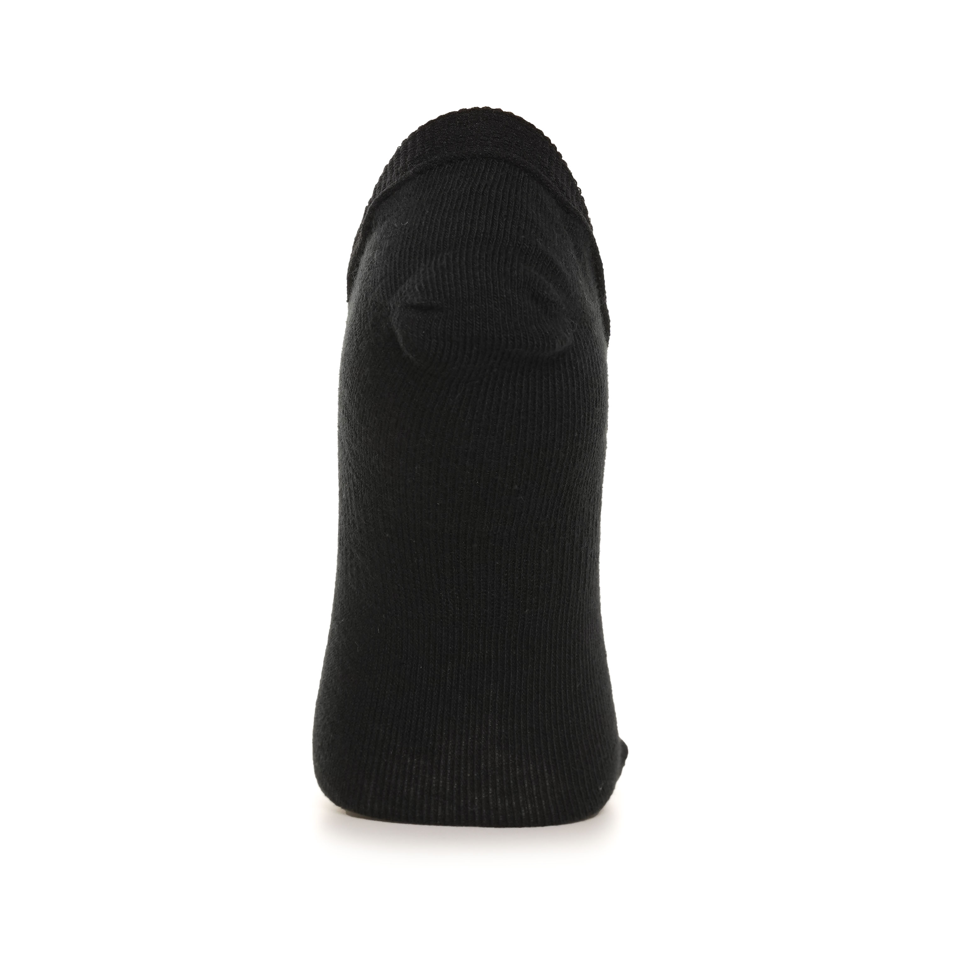 Meia sapatilha preta Done Head vista de costas, mostrando acabamento rente ao tornozelo